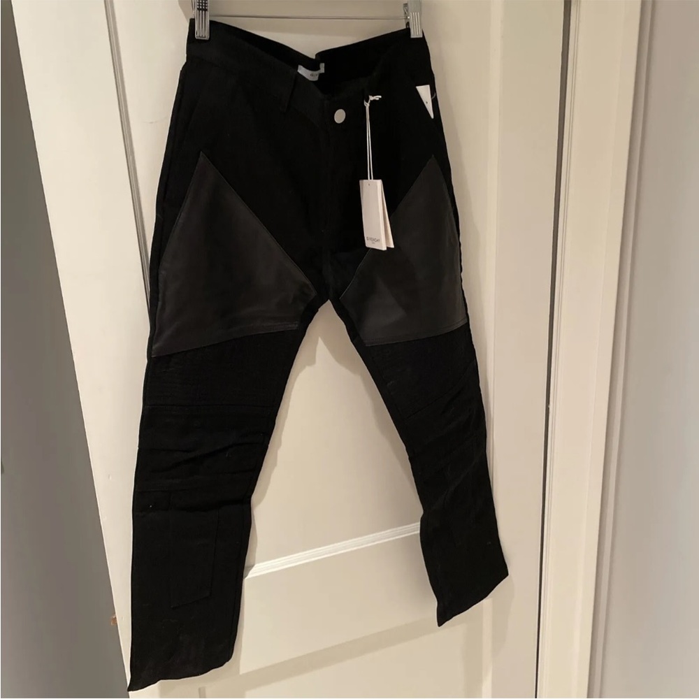 Givenchy pleated pleats with leather and zipper detail black denim size 30x30